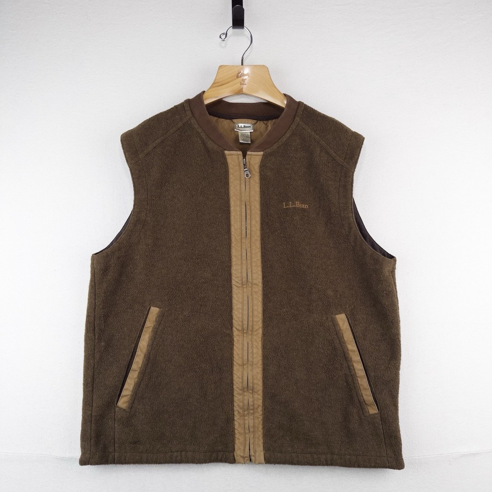 90's Vtg LL Bean Wool Blend Vest Men's Large Regular Brown